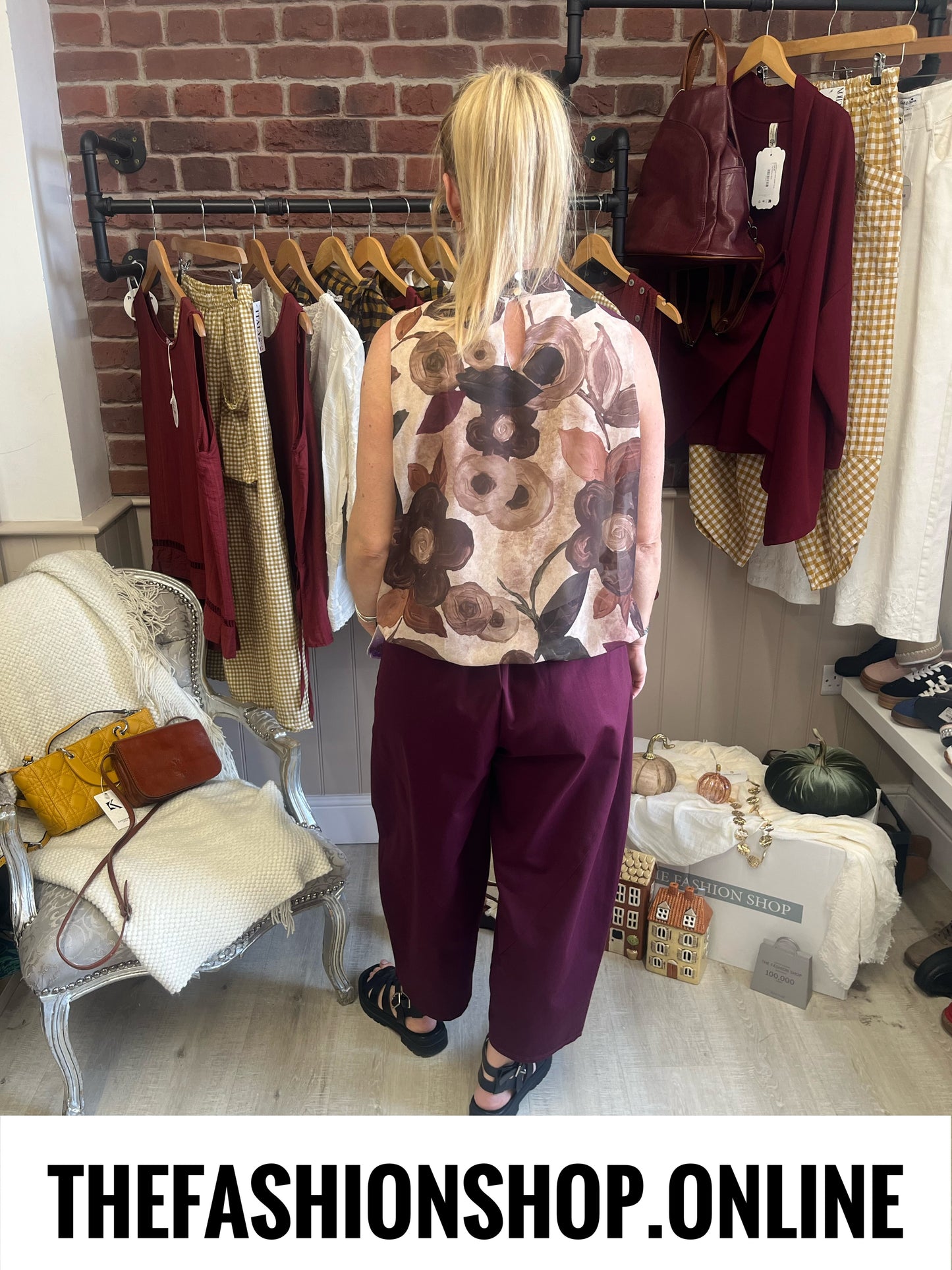 Lyra shades of brown floral top 8-14