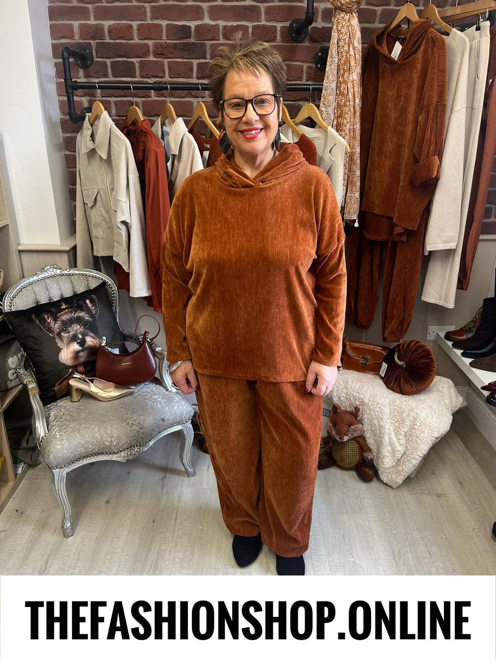 Brinley rust velour co-ord 14-20