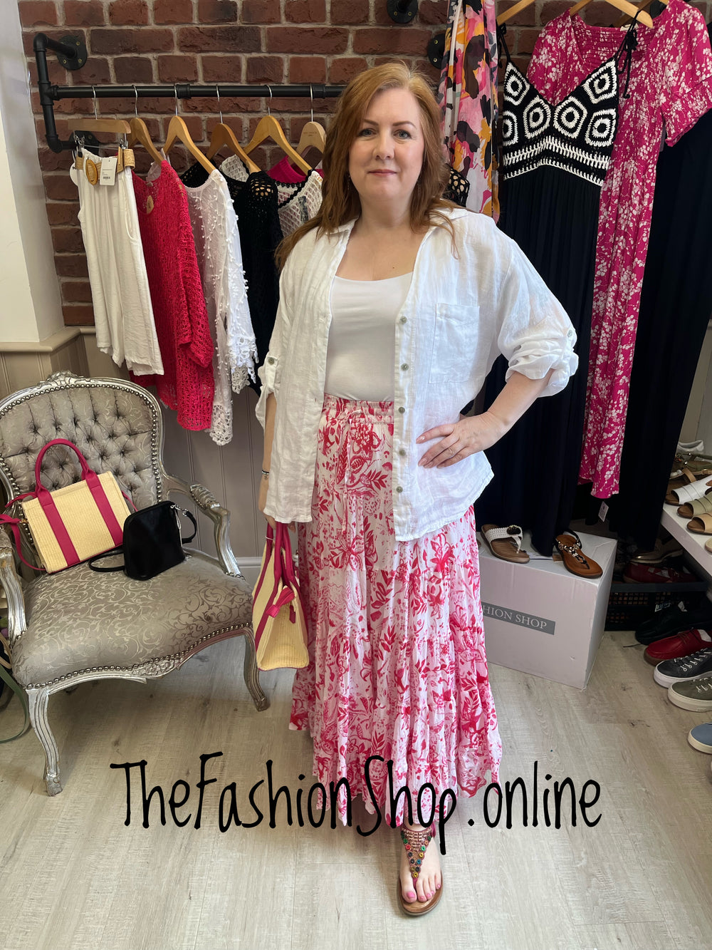 Paloma pink tiered maxi skirt sizes 10-18