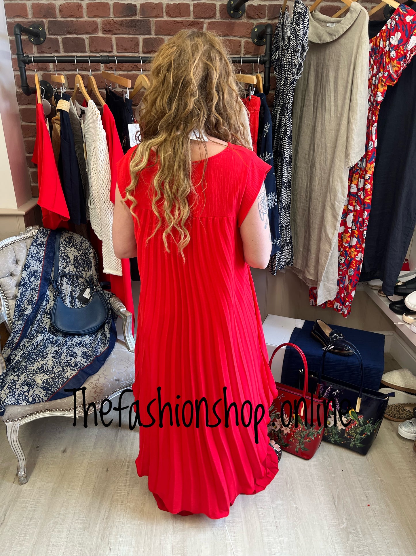 Joy red drape pleated set 8-14