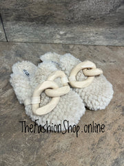 Eden faux fur beige mule sizes 3-8 (36-41)
