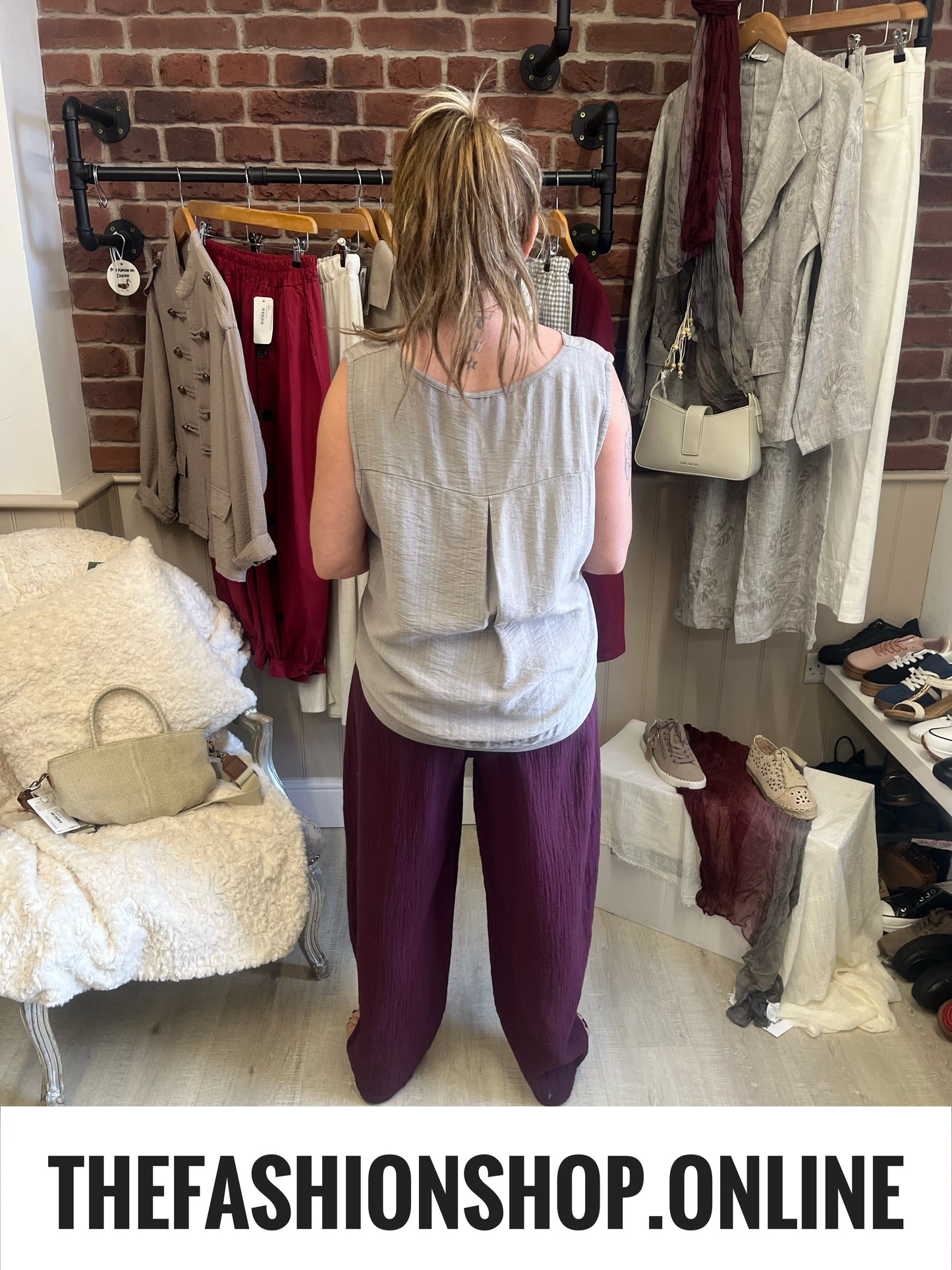 Lydia mulberry cheesecloth trousers 10-16