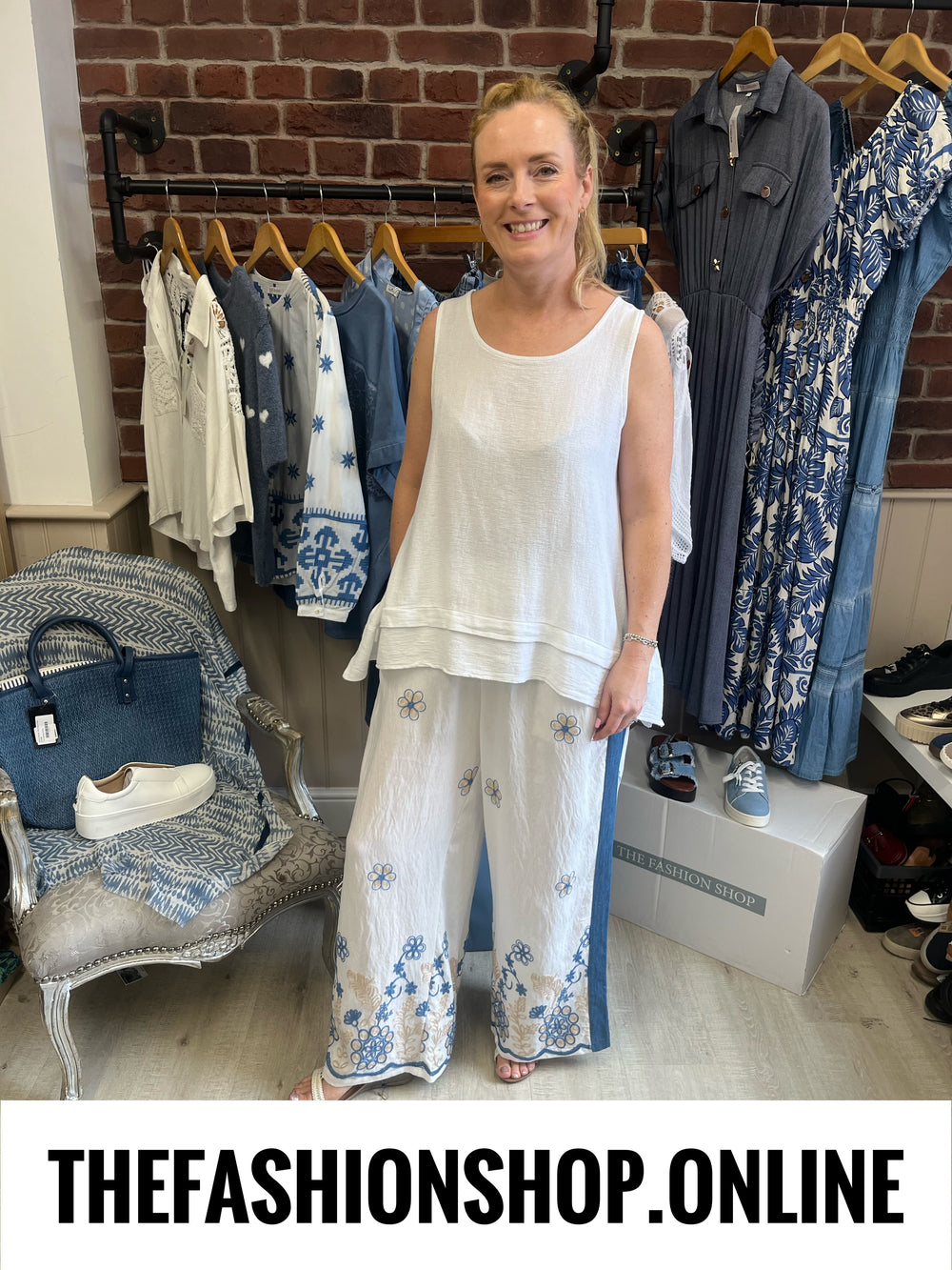 Fly Out embroidered wide leg trousers 10-16