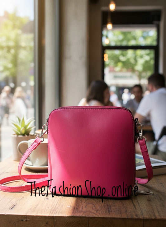 Hot pink chic bag with long shoulder strap