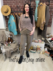 Toffee popcorn open knit top 10-20