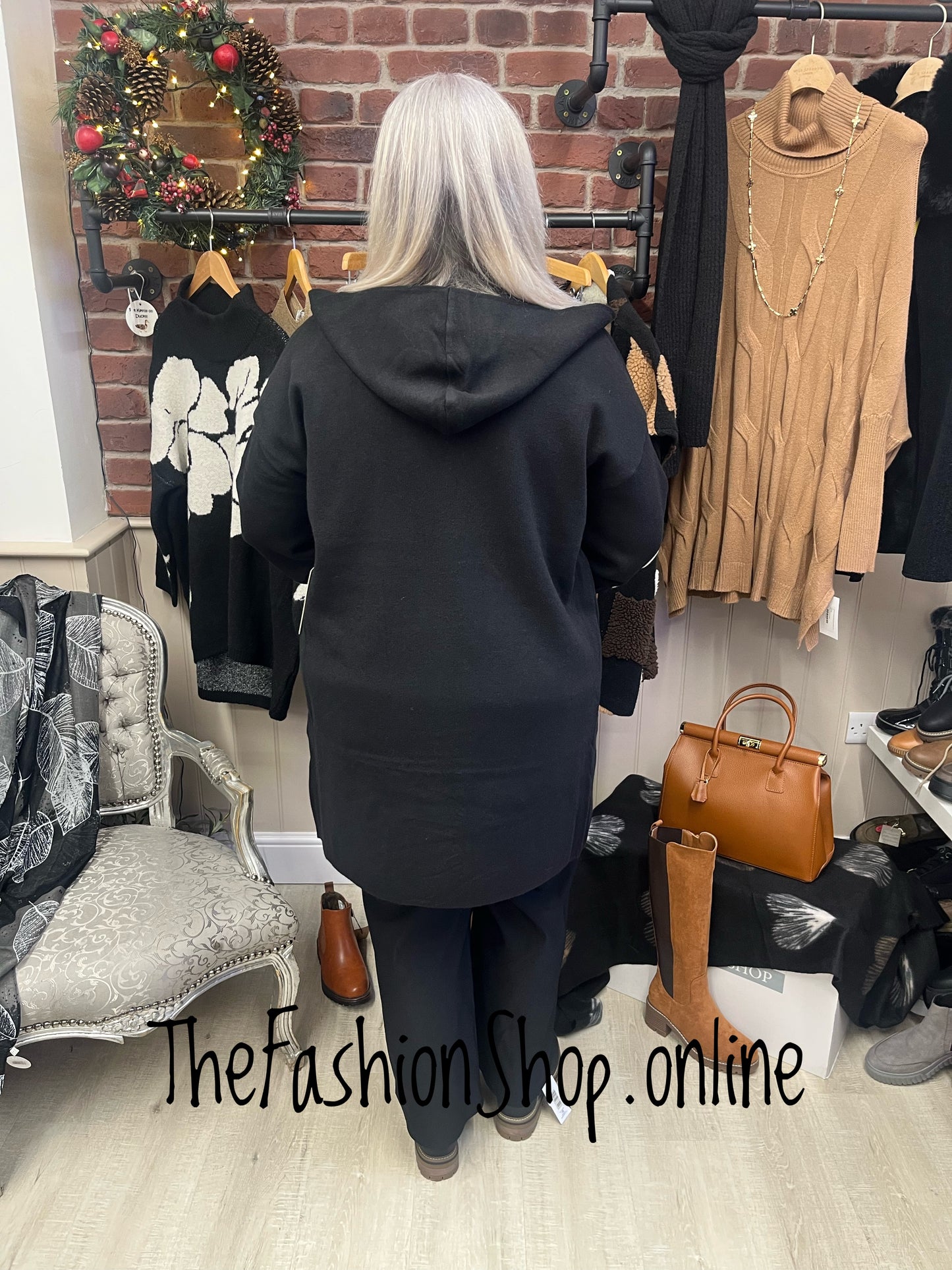 Bridget black hooded coatigan 12-18