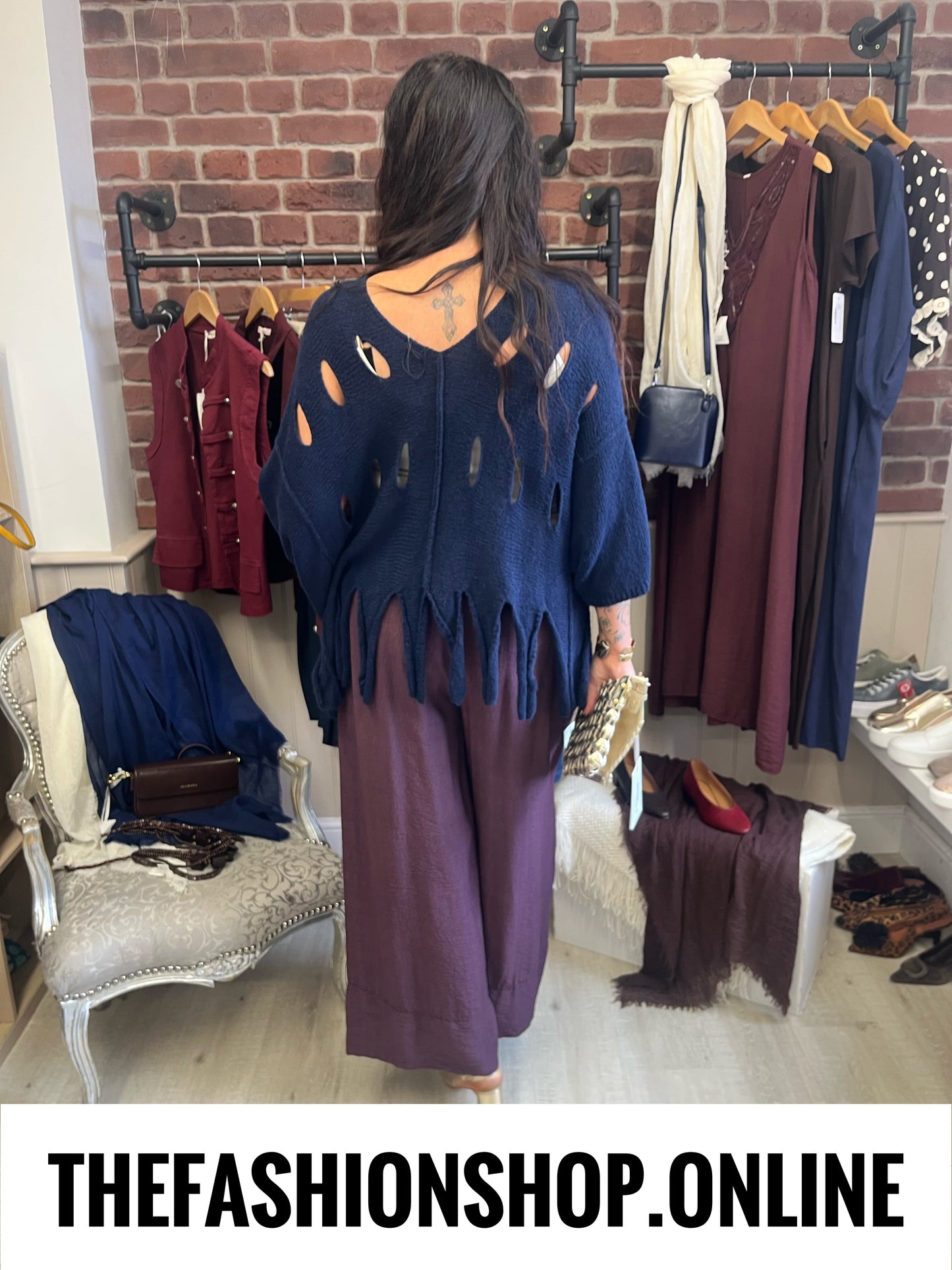 Rosalyn navy wool mix tassel jumper 10-18