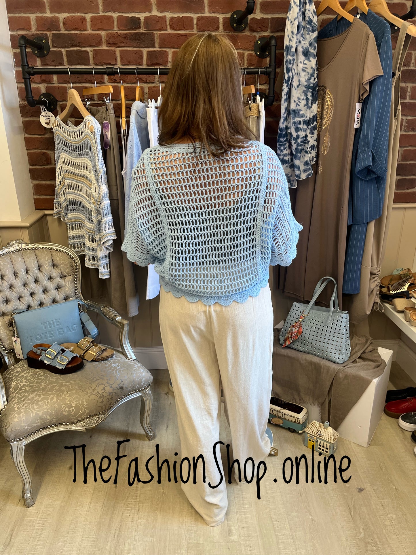 Ella blue crochet layering top 8-12