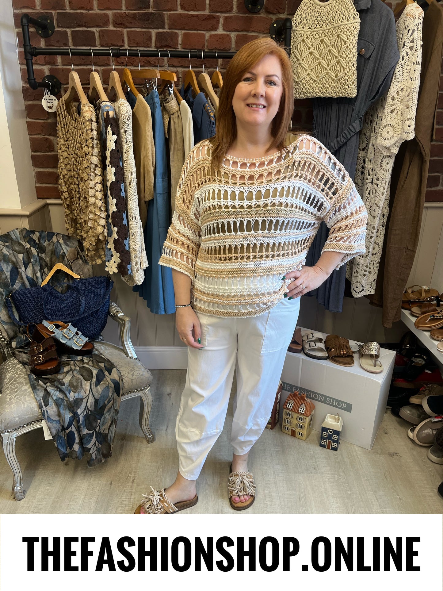 Ellie camel crochet layering top 12-18