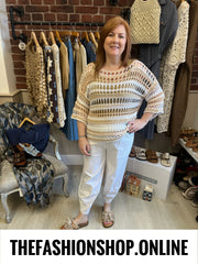 Ellie camel crochet layering top 12-18
