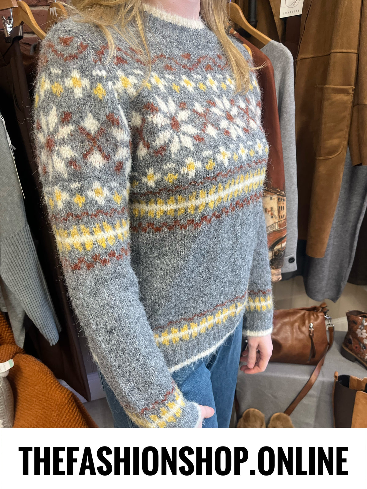 Terri grey Fair Isle wool mix jumper 10-16