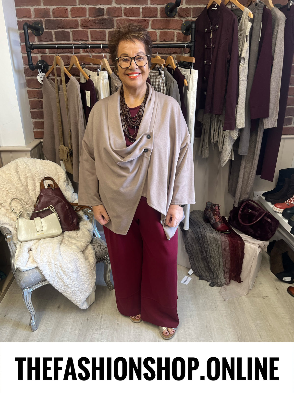Annie mocha drape jacket 14-22
