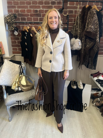 Cathy beige jacket with brooch 8-12