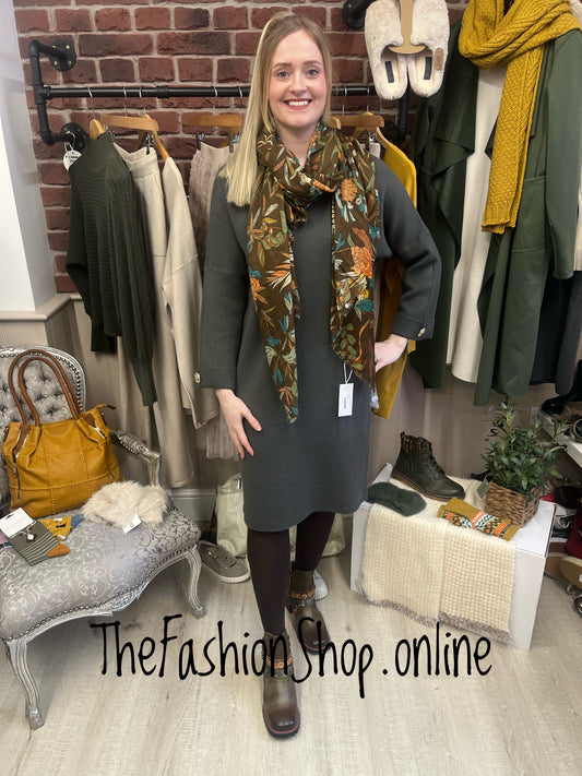 Sara Khaki Green cashmere mix jumper dress 12-16