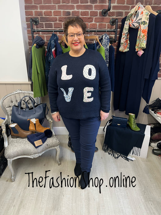 Jamie navy love wool mix jumper 12-18