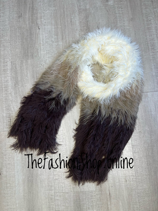Brown ombre fluffy scarf