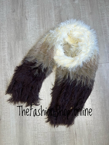 Brown ombre fluffy scarf