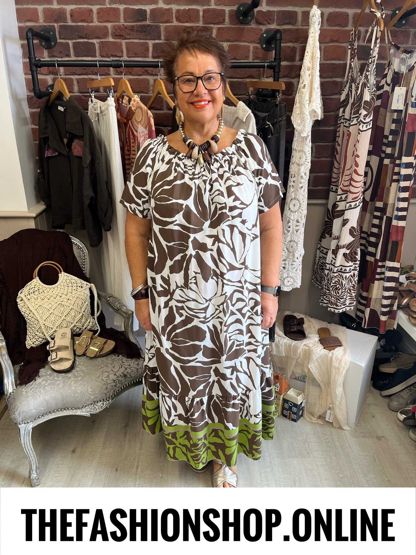 Molly brown printed bardot dress 14-20