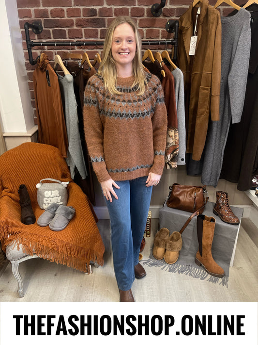 Zelda rust Fair Isle jumper 10-18