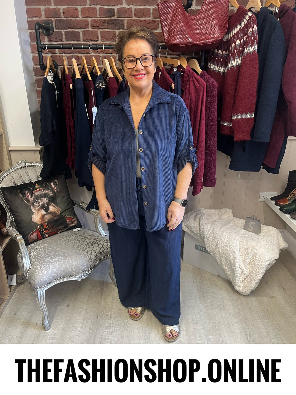 Cleo navy jumbo cord shirt 12-18
