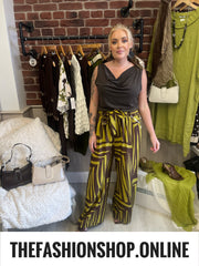 Ebony olive and brown wide leg trousers 10-16
