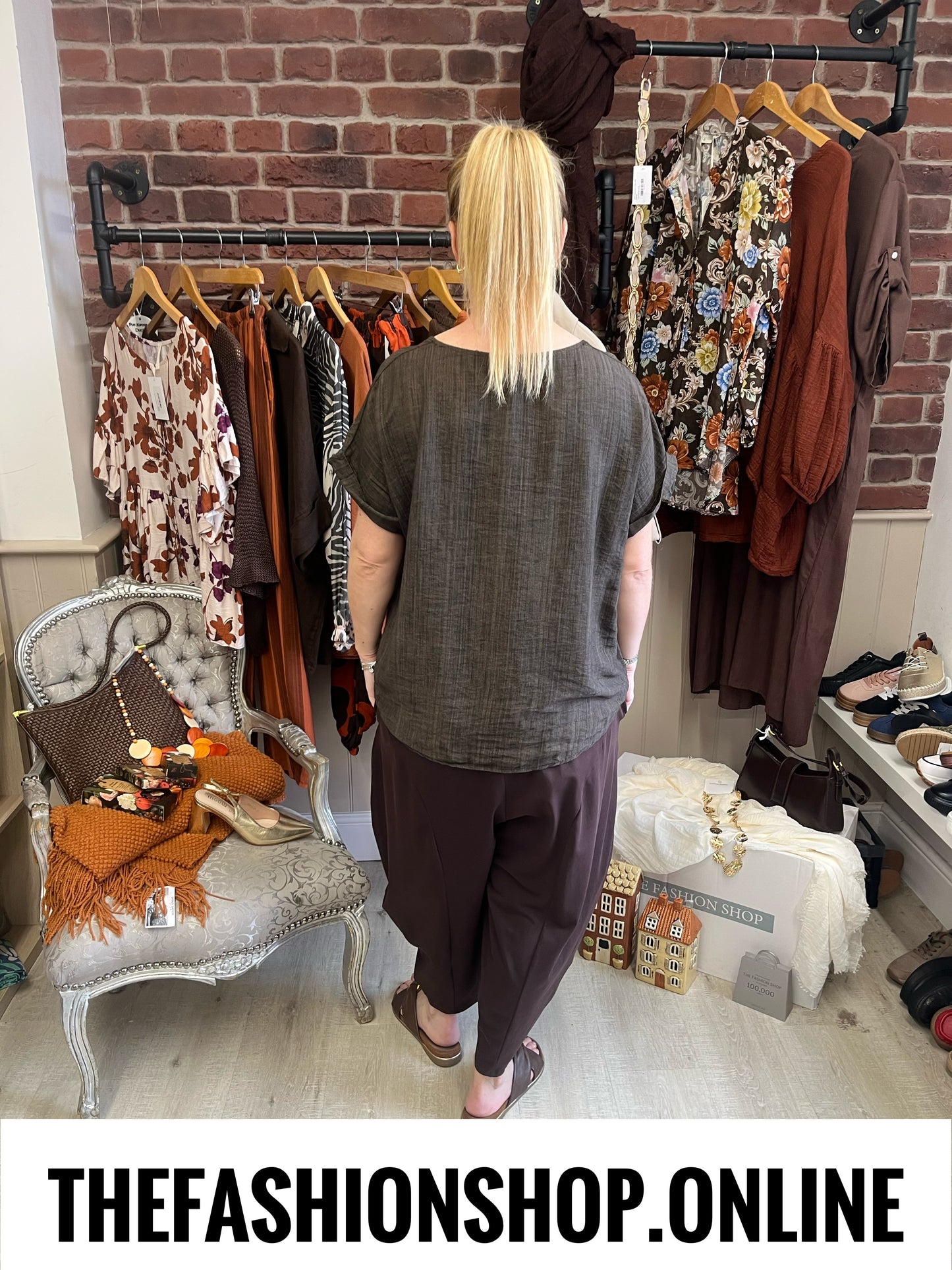 Bernie brown lace panel top 10-16