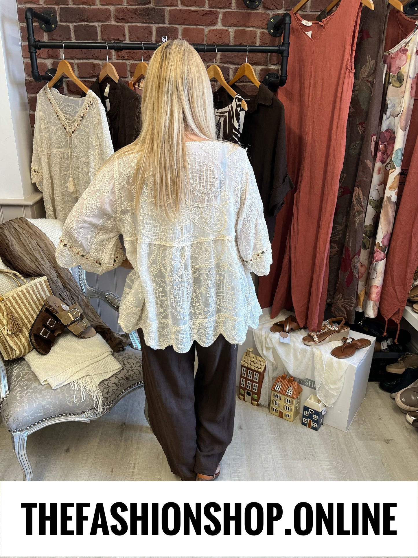 Amelia cream embroidered smock 10-14