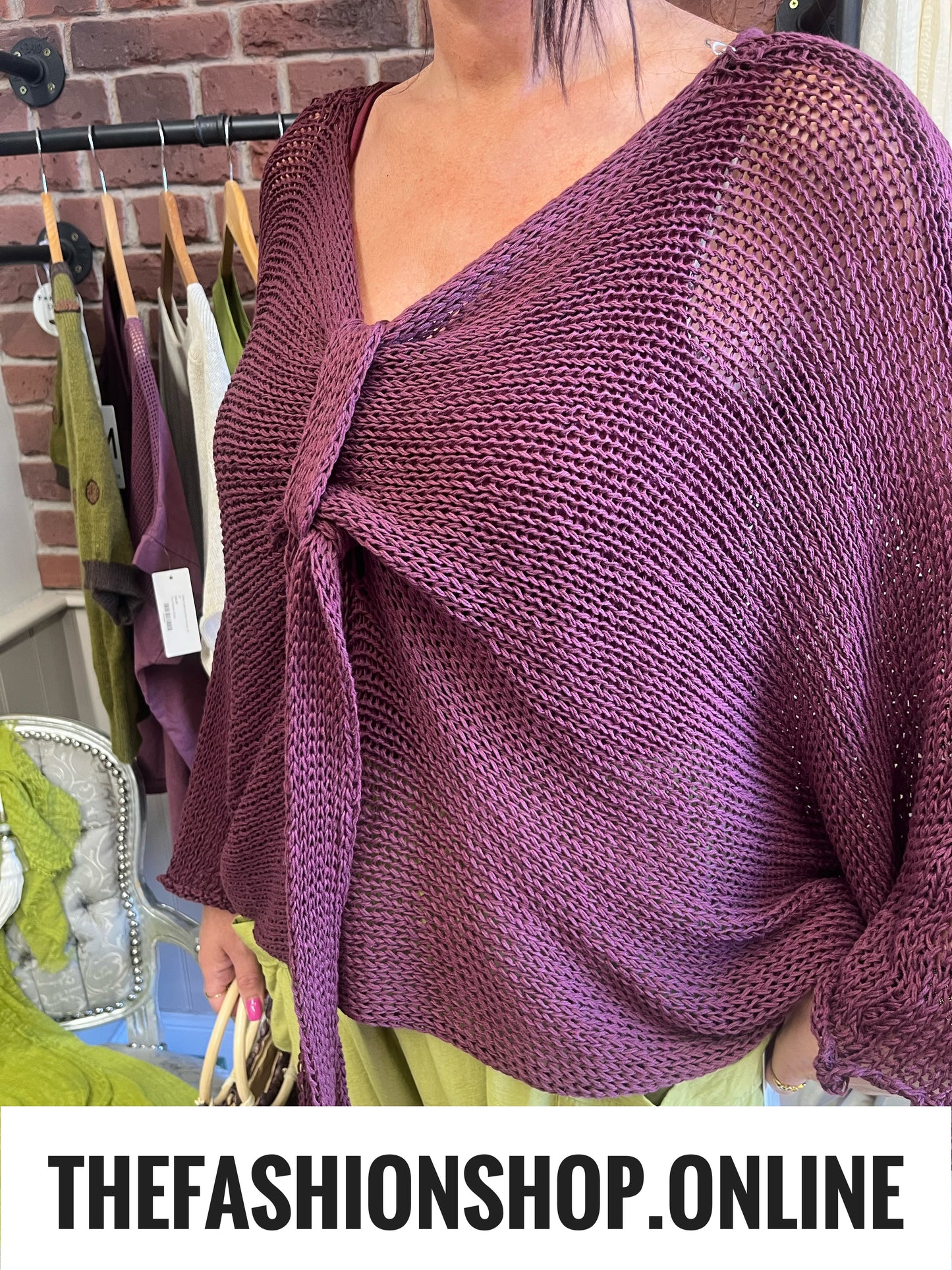 Pamela mulberry tie front knit 12-20