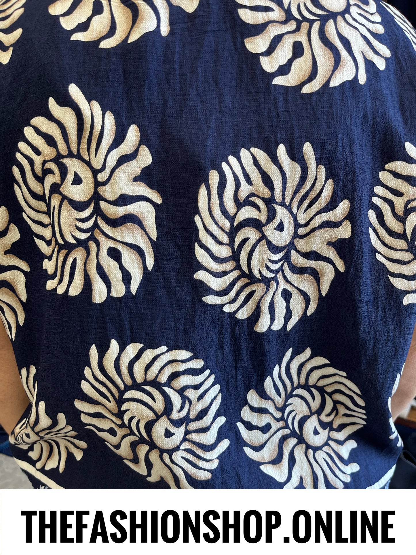 Hannah navy boho print linen mix top 12-18