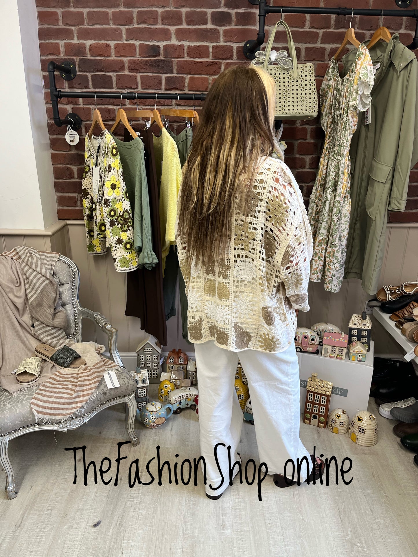 Kimmy cream and mocha crochet cardigan 8-16