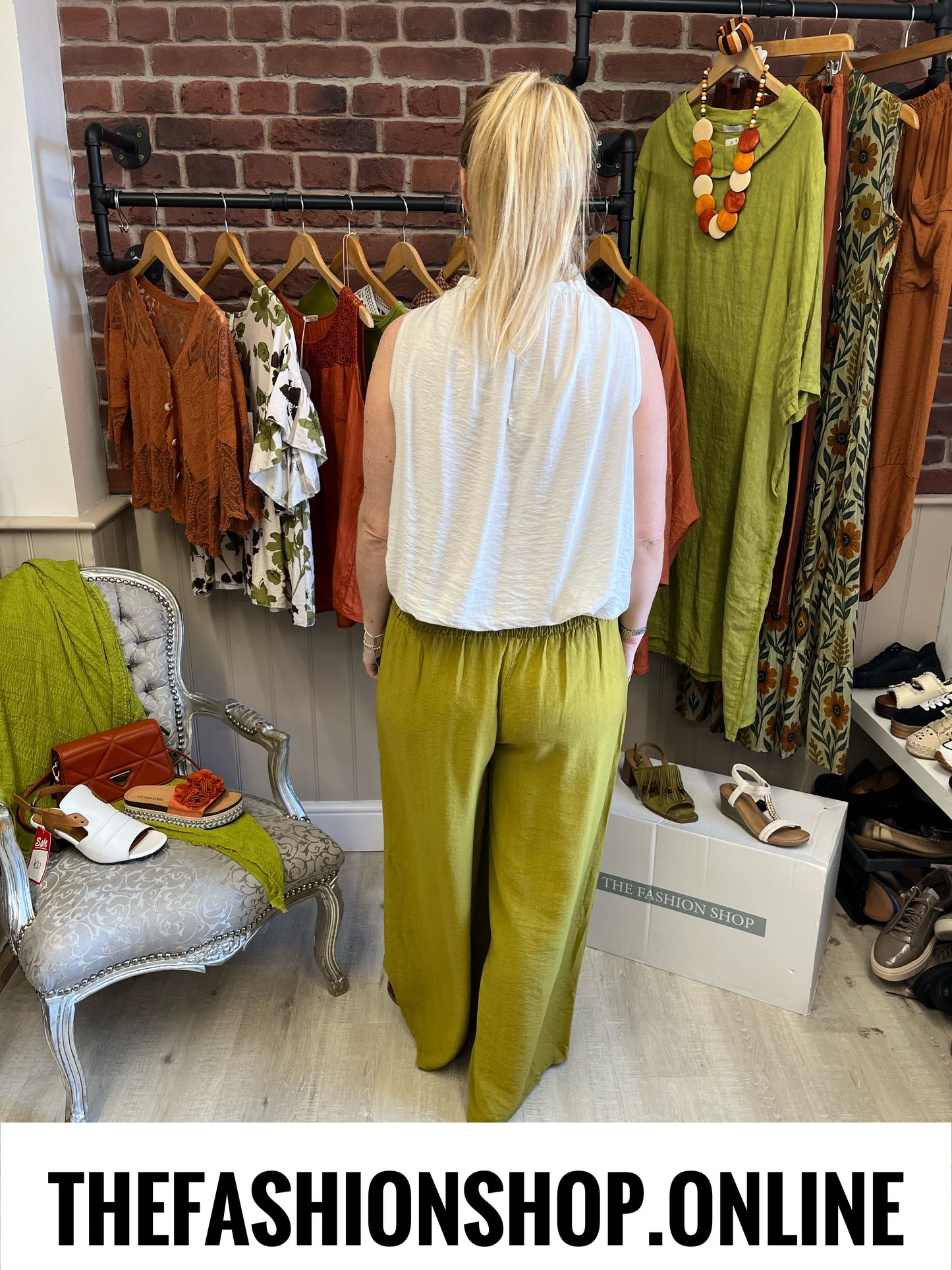 Tina olive wide leg trousers 8-16