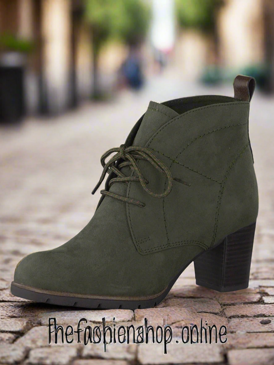 Marco Tozzi khaki heeled lace up boot 4-9