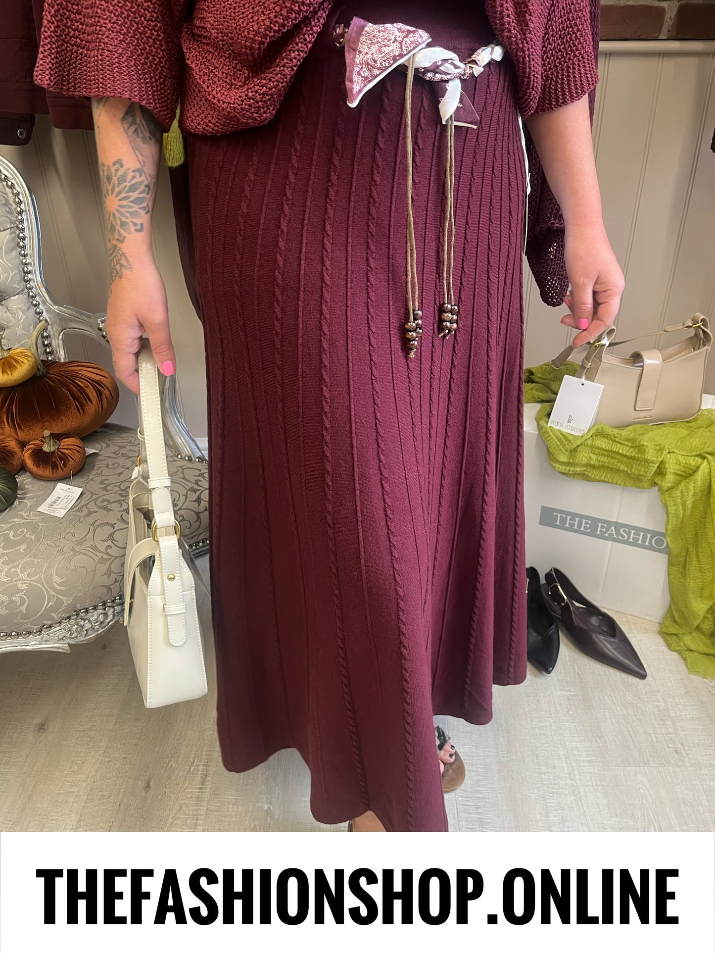 Annabelle mulberry knitted A line skirt 10-16