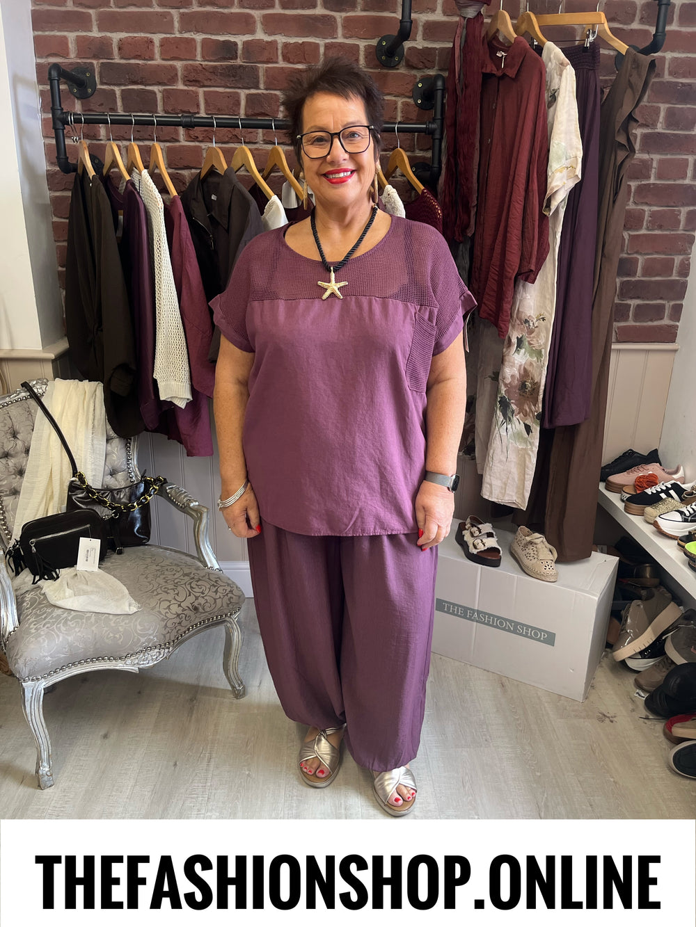 Della mulberry linen mix top 14-20
