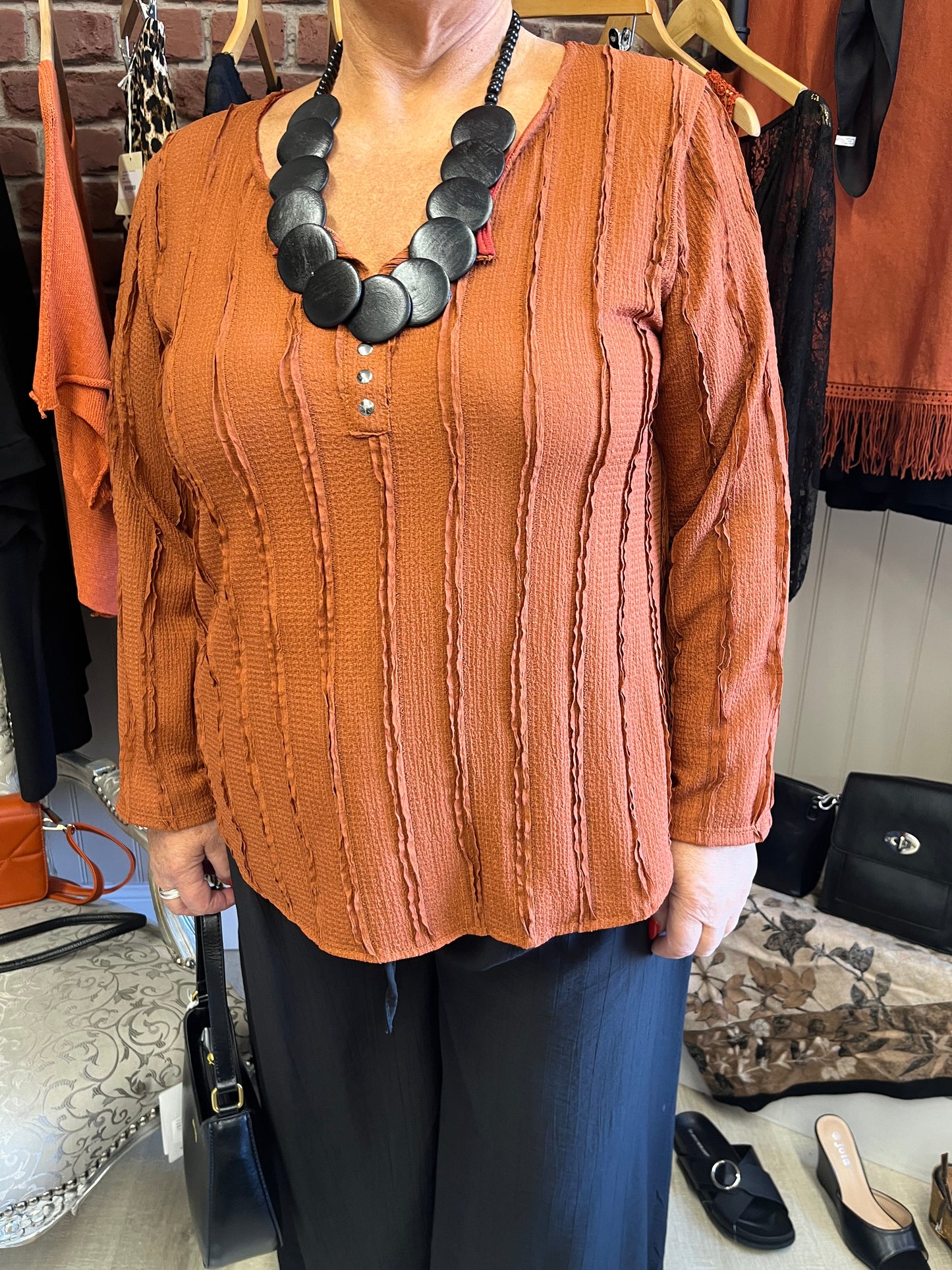 Isla cinnamon stud top with vest 10-18