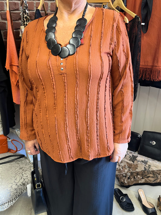 Isla cinnamon stud top with vest 10-18