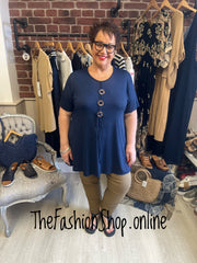 Lydia navy three button top 14-18