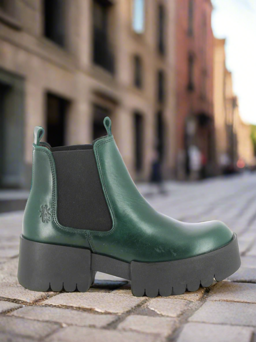 Fly of London Exia Rug petrol leather chunky Chelsea boot sizes 4-8