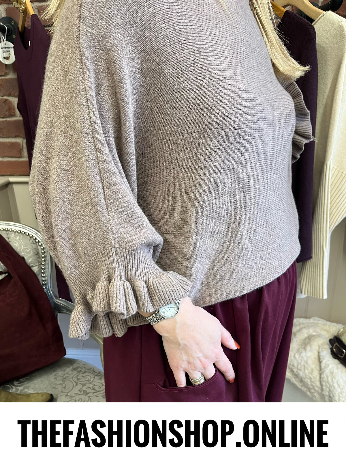 Zara mocha frill sleeve jumper 10-16