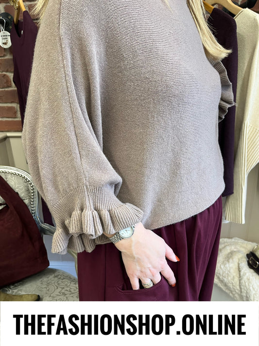 Zara mocha frill sleeve jumper 10-16