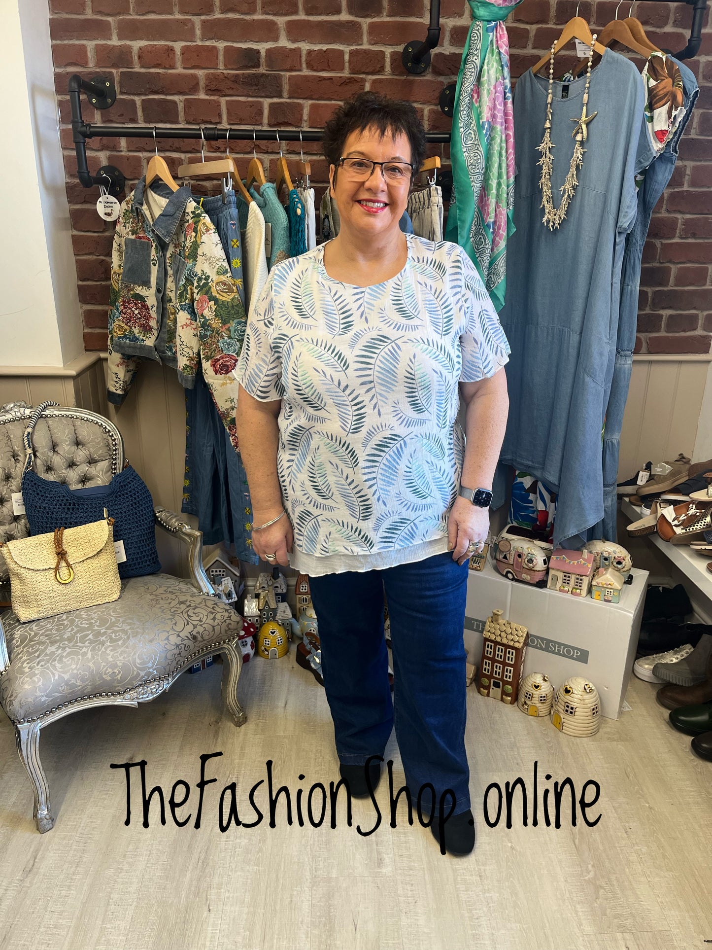 Yasmin blue leaf layered top sizes 16 and 18