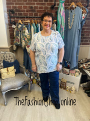 Yasmin blue leaf layered top sizes 16 and 18