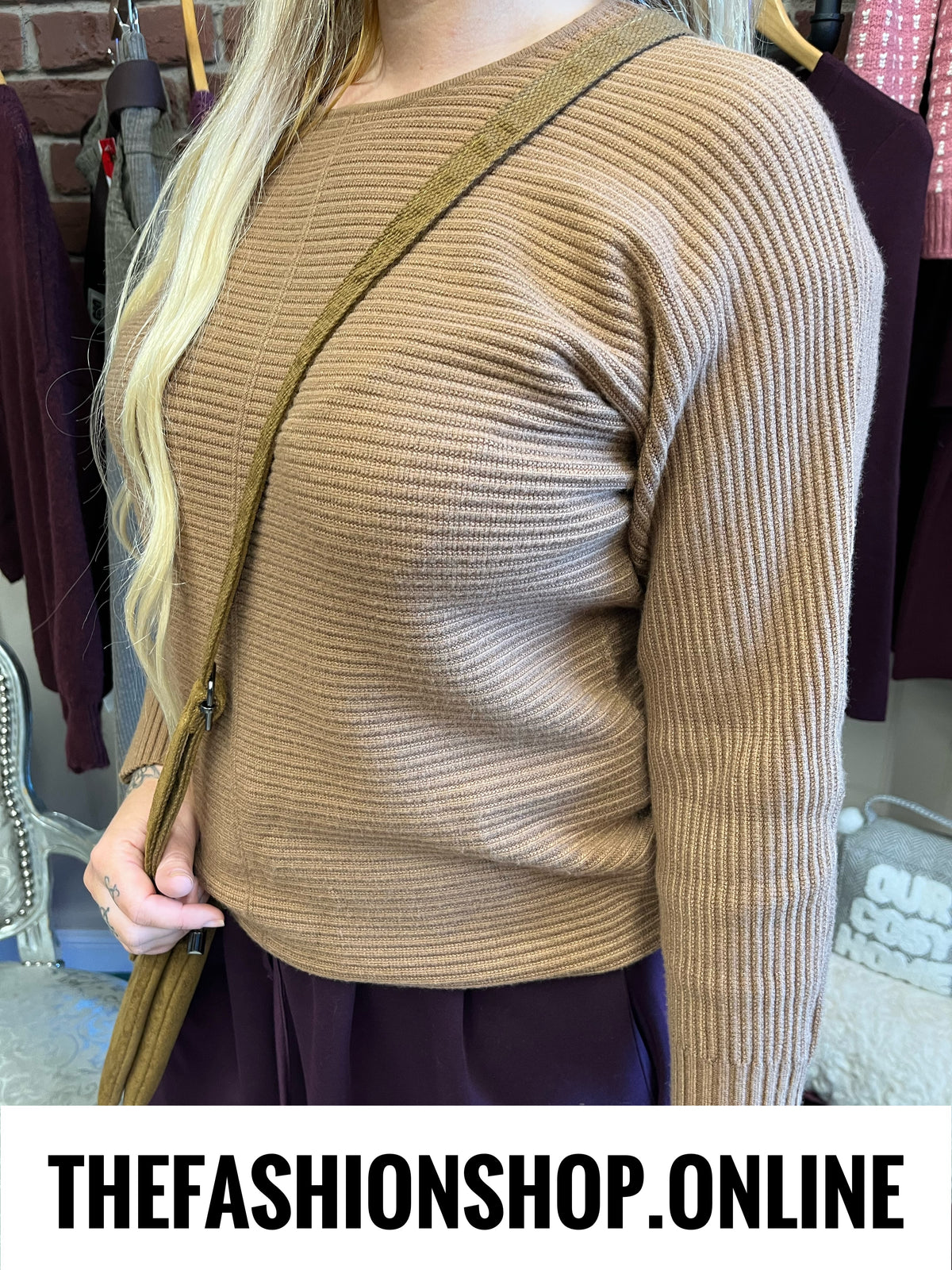 Libby camel ribbed jumper 8-16