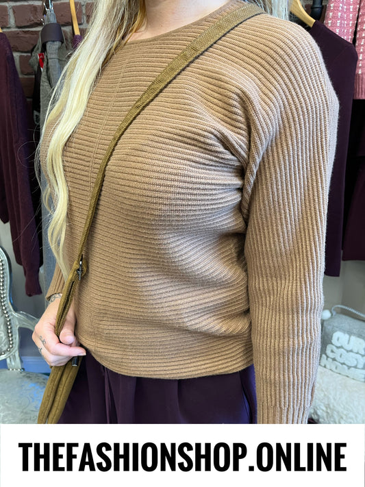 Libby camel ribbed jumper 8-16