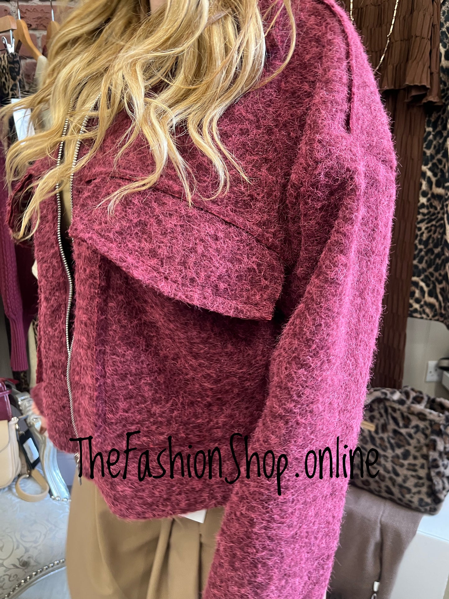 Lucy Wine Jacket with Zipper 10-18