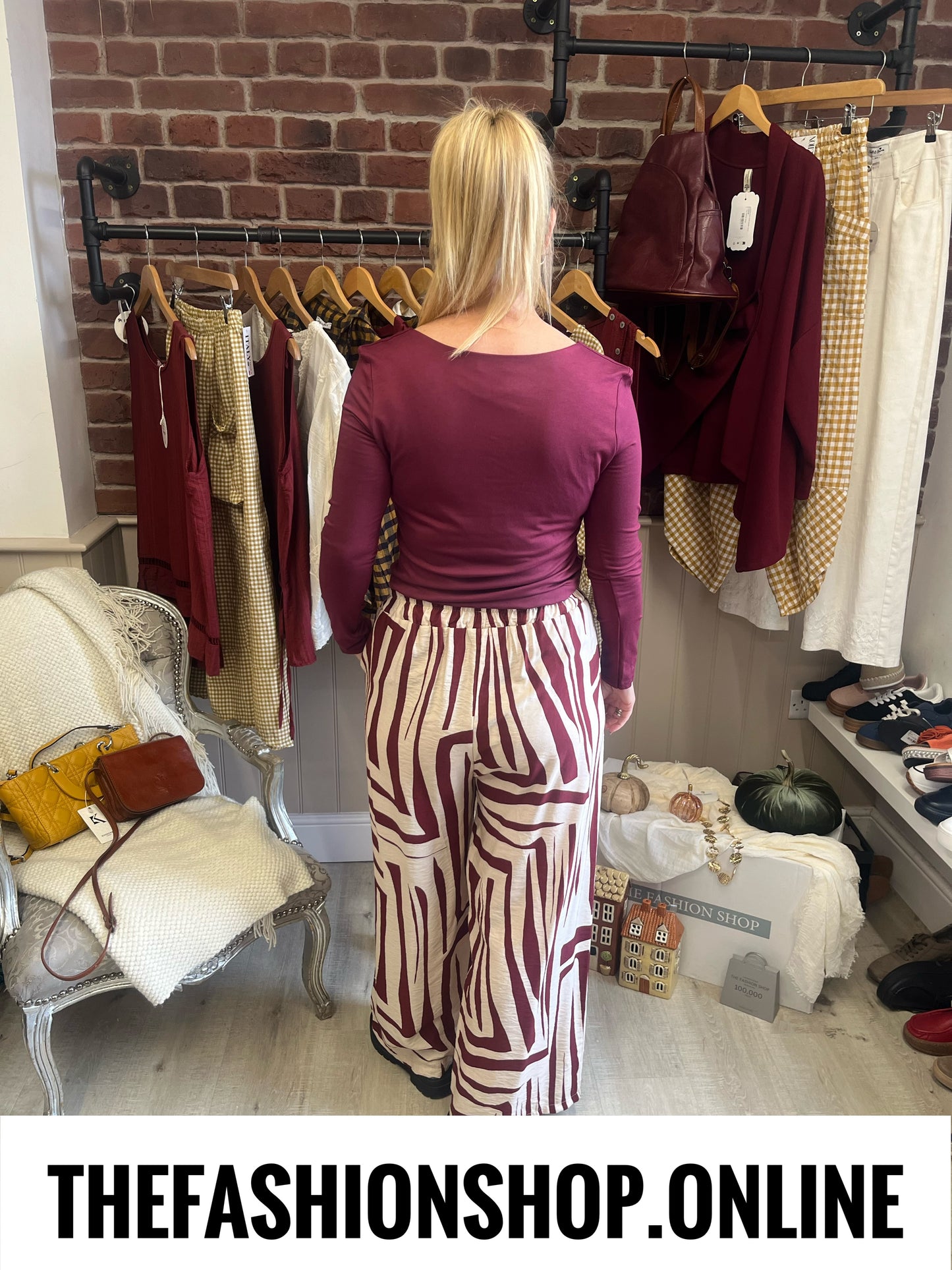 Fiona wine long sleeve top 8-14