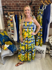 Grace tiered summer dress with lemons sizes 10, 12 and 14