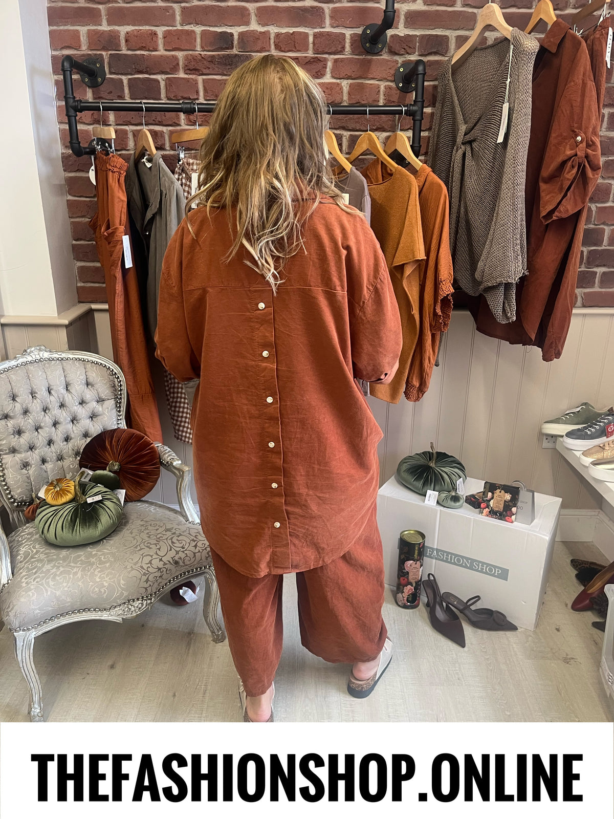 Shelby tan needle cord button back tunic 12-20