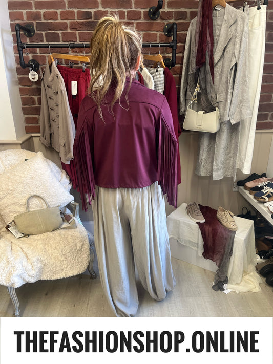 Misty wine faux suede tassel jacket 8-12