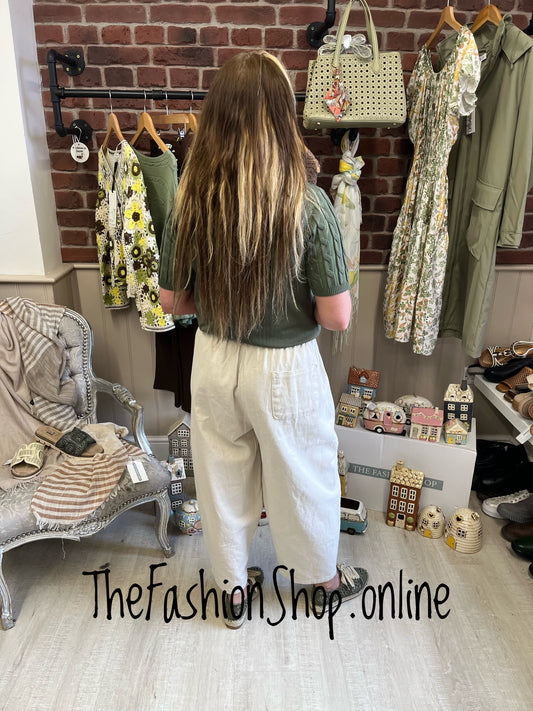 Jasmine khaki cable knit button top 8-16